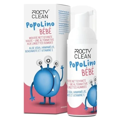 Image de ProctyClean PopoLino Baby Mousse nettoyante douce au lieu de lingettes humides. Rend les fesses et l&#039;environnement heureux avec aloe vera, hamamelis, begamotte vitamine E