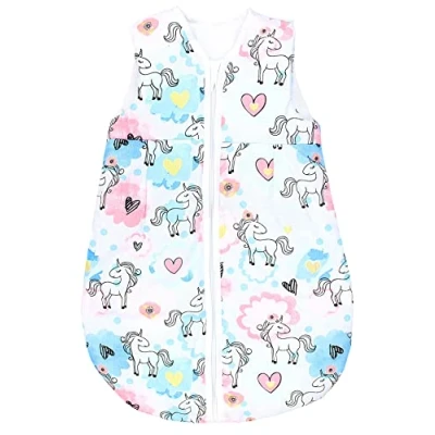 Image de TupTam Gigoteuse Bébé tout au long de l&#039;année, certifiée OEKO TEX, 2.5 TOG, sans manches, rembourrée, Licorne Rose/Bleu, 92 98