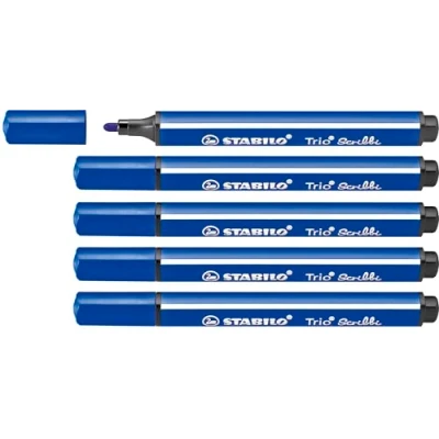 Image de STABILO Lot de 5 Feutres coloriage Trio Scribbi Triangulaire Pte Large bleu
