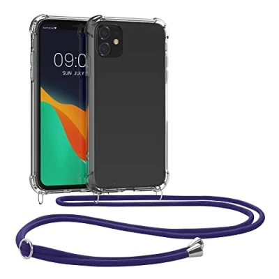 Image de kwmobile Coque Collier Compatible avec Apple iPhone 11 Housse de Protection en TPU Cordon Sangle Transparent Bleu