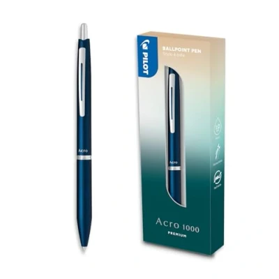 Image de PILOT Stylo bille premium Acro 1000 Bleu Marine en coffret cadeau Encre ultra douce pour une fluidité d’écriture inégalée rechargeable et rétractable noire Pointe moyenne