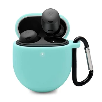 Image de GIOPUEY Étuis Compatible avec Google Pixel Buds Pro/Buds Pro 2, Coque Silicone, Poids léger, Antichoc, Portable Vert
