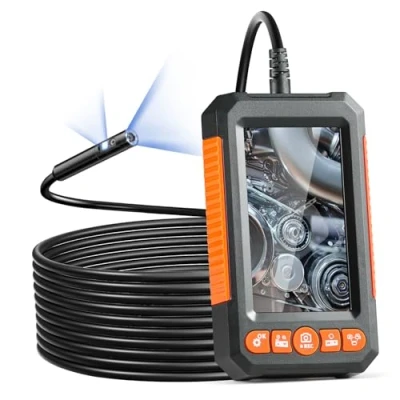 Image de VEVOR Endoscope à Double Objectif, Caméra Endoscopique avec 8+1 Lumières LED, Écran IPS 4,3&quot;, Câble 5 m, Zoom 4X, carte 32 Go, Serpent 1080P Étanche IP67 pour Inspection Automobile, Plomberie