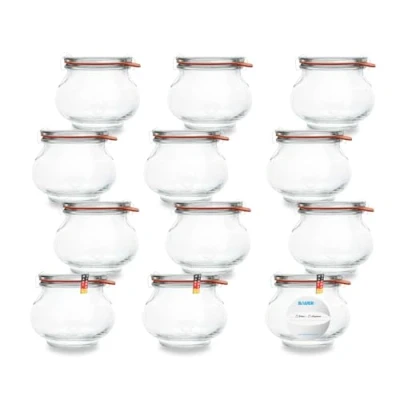 Image de flaschenbauer.de Weck Lot de 12 bocaux à bijoux, 250 ml, utilisables comme pot confiture, provisions, conserve