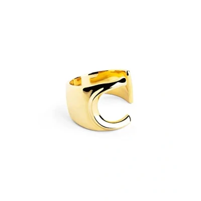 Image de SINGULARU Bague Chevalière en or Letter Signet Personnalisée réglable solide Lettre Anneau Laiton avec finition plaquée 18 carats. Taille unique Bijoux pour femmes C
