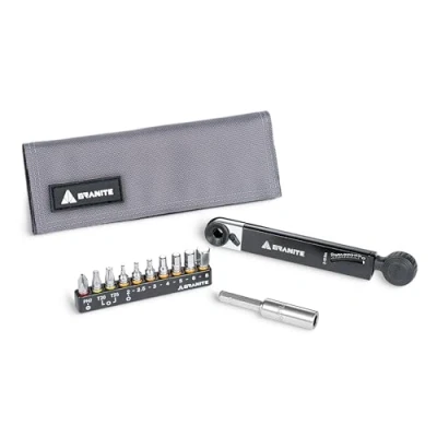 Image de Granite Rocknroll TQ Torque Ratchet Bike Tool Kit, Kit Multifonction pour Vélo avec 10 Embouts d&#039;Outils et une Tige d&#039;Extension, de Serrage Couple Portable VTT (Gris)