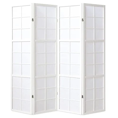 Image de Homestyle4u 4 pan Diviseur de pièce écran Pliant Bois partition Shoji en Papier Riz Blanc