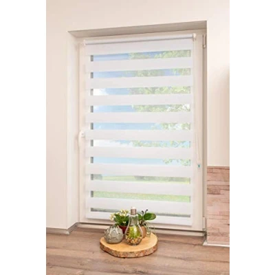 Image de K home Store Enrouleur Double avec Fixation sans perçage Blanc 100 x 200 cm (l h)