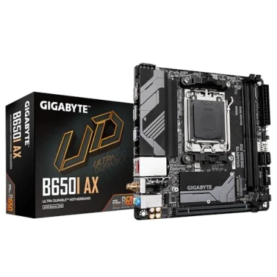 Image de Gigabyte Carte mère B650I AX Prend en Charge Les processeurs AMD AM5, 5+2+1 Phases VRM, jusqu&#039;à 6400 MHz DDR5 (OC), 1 x PCIe 4.0 M.2, Wi FI 6E, 2,5 GbE LAN, USB 3.2 Gen 2