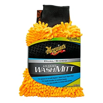 Image de Meguiar&#039;s Gant de Lavage Microfibre Hybride Double Face, Orange/Gris, Taille Unique