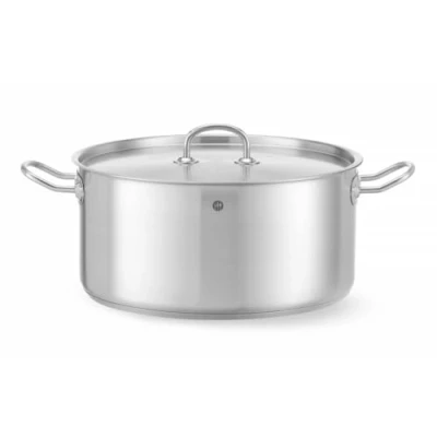 Image de HENDI Marmite, basse, couvercle avec trous de vapeur, pot cuisson, casserole, braisière, faitout, convient à toutes les sources chaleur, lavable au lave vaisselle, 12L, ø320x(H)150mm, inox