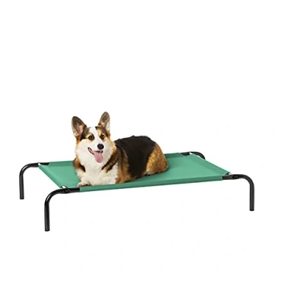 Image de Amazon Basics Lit surélevé et rafraîchissant pour animaux de compagnie, Chien, Taille M, Vert, l 110 x 65 H 19 cm