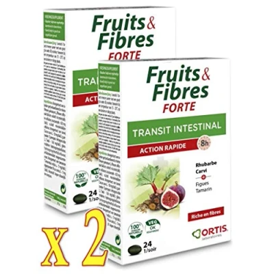 Image de ORTIS Fruits &amp; Fibres FORTE Transit Intestinal Action RAPIDE 8h Complément Alimentaire 24 Comprimés Lot de 2 Boites(2)