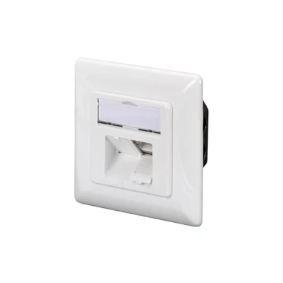Image de DIGITUS Prise de raccordement Cat 6A 2 Port RJ45 réseau encastrée Alimentation Horizontale Design Possible Blanc Pur DN 9008 1