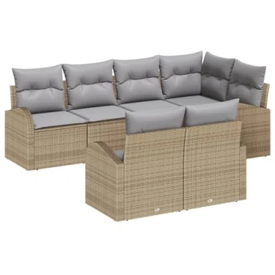 Image de VidaXL Ensemble de canapé jardin 7 pièces avec coussins beiges en rotin synthétique 3346753