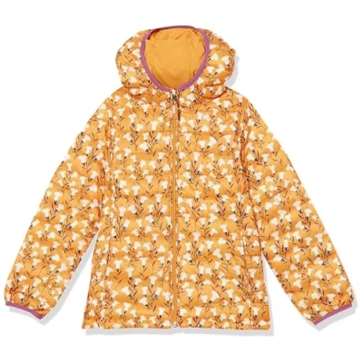 Image de Amazon Essentials Doudoune à Capuche Légère, Paquetable et Résistante L’Eau Fille, Jaune Fleuri, 8 Ans