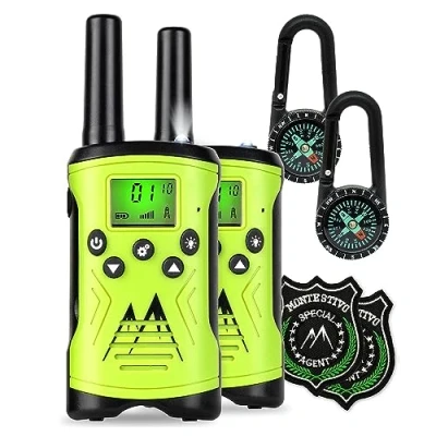 Image de Monte Stivo ® Agent Talkie Walkie pour Enfants Set Cadeau avec Boussole &amp; Badge Jouet Jeux Exterieur Garçon Fille à partir de 5 Ans
