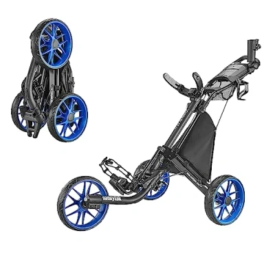Image de CaddyTek CaddyLite EZ V8 Chariot de Golf à 3 Roues Pliable, Mixte, Blue, Bleu, Taille Unique