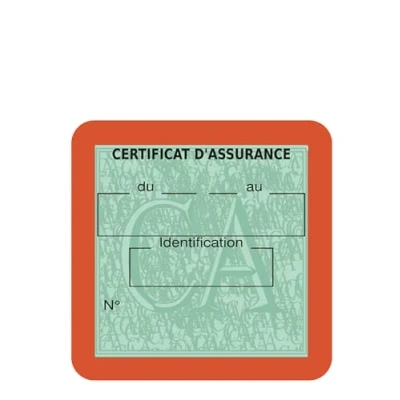 Image de HADEXIA Porte Vignette Assurance Pare Brise Voiture Neutre Étui Simple Pochette Adhésive Autocollant Sticker Orange
