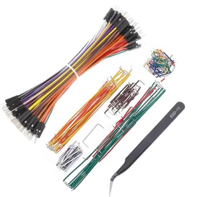 Image de Bestlus Breadboard Jumper Wires 20AWG Plus 140 Pieces U Shape Preformed And Assorted Kits ESD Tweezers, Bread board M/M 0.1&#039;&#039; Head Cable For Arduino (6&quot; / MM)