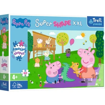 Image de Trefl Joue Avec Son Frère Puzzles 60 XXL Super Shape Formes Folles, Grosses Pièces Personnages De Contes Fées À Colorier Partir 4 Ans, 50011, Peppa Pig, Taille unique