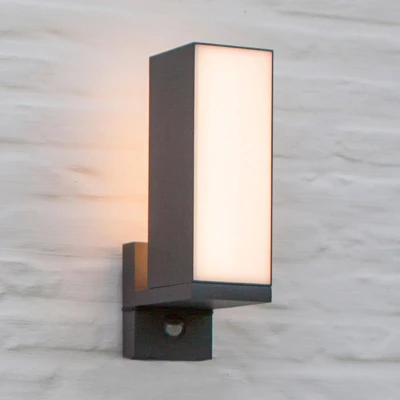 Image de applique murale d&#039;extérieur LED Cuba avec détecteur de mouvement, lampe réglable, rotative à 90, en aluminium anthracite, éclairage jardin 13 W, 1000 lumens,