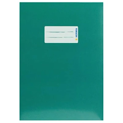 Image de HERMA 19767 protège cahiers, format A5, en carton vert, avec champ d&#039;inscription, papier solide et extra fort, cahiers d&#039;école, couleur