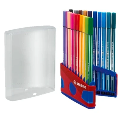 Image de Feutre à dessin STABILO Pen 68 ColorParade rouge x 20 feutres pointe moyenne (avec attache) Coloris assortis