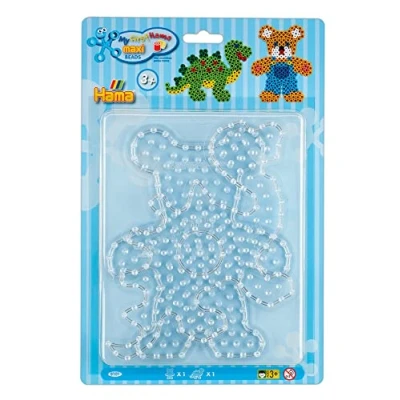 Image de HAMA Blister 2 plaques &quot;Ourson et dinosaure&quot; pour perles à repasser taille Maxi Loisirs créatifs