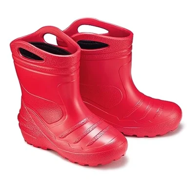 Image de ESTRO Botte en Caoutchouc Enfant Bottes de Pluie Fille Fourrée Chaussure K051 (26 EU, Rouge)