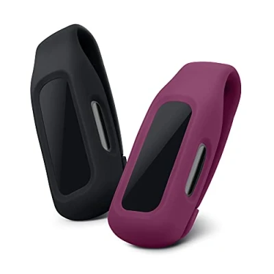 Image de kwmobile 2X Clip Compatible avec Fitbit Inspire 3 / 2 Ace Support de Rechange pour Fitness Tracker Noir Rouge foncé Non Inclus