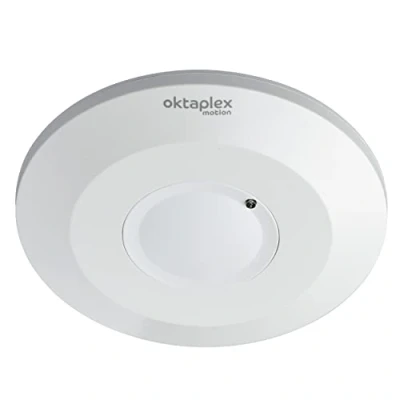Image de Oktaplex Ida Détecteur de Mouvement Plafond intérieur 360 Plat capteur Haute fréquence 2 16 m Portée 230 V Blanc avec crépusculaire