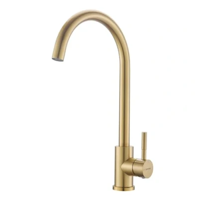 Image de GRIFEMA G4008Y Robinet de cuisine, Mitigeur Cuisine à poignée unique, rotation 360 degrés, 2 modes sortie d&#039;eau, chaud et froid en acier inoxydable, Or