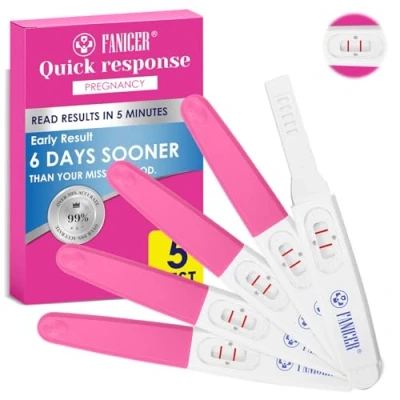 Image de 5 Pcs Tests de Grossesse, Emballés Individuellement Sensibilité HCG Test, Test grossesse détection Rapide，Test précoce fiable et précis