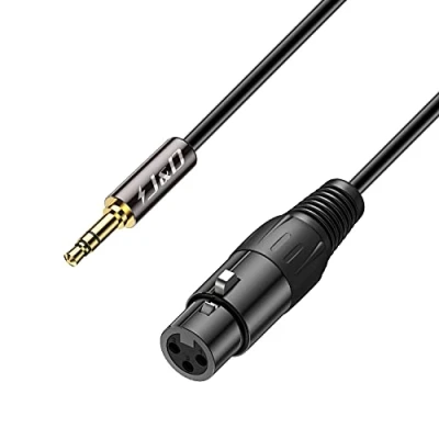 Image de J&amp;D Câble de microphone 3,5mm vers XLR, PVC écalé 3.5 mm 1/8&#039;&#039; TRS Mâle XLR Femelle Balanced 1/8 Audio Adaptateur pour DSLR Caméra Portative Microphone, 2.7 Meter