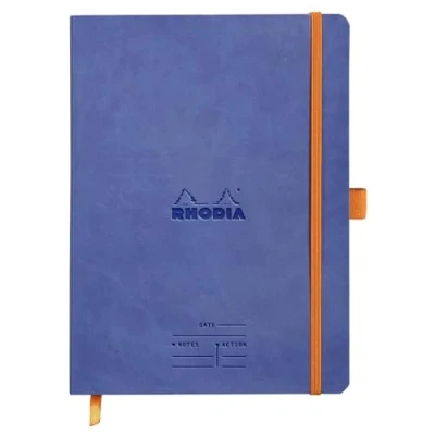Image de RHODIA 117788C Carnet Souple Meeting Saphir A5+ 16 x 21 cm Pré Imprimé Date/Notes/Action 160 p Détachables Papier Clairefontaine 90 g/m² Marque Page, Porte Crayon Simili Cuir Rhodiarama