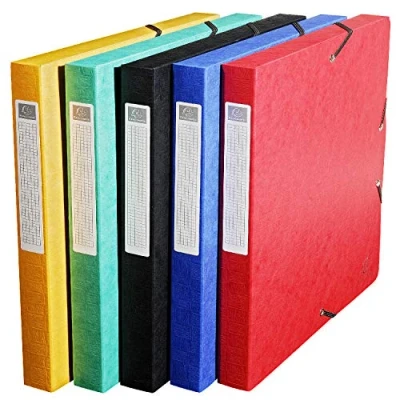 Image de Exacompta Réf. 50701E 10 boites de classement avec élastiques Scotten en carte lustrée gaufrée 600g/m2 dos 2,5 cm dimensions 25 x 33 pour documents A4 couleur noir livrées montées
