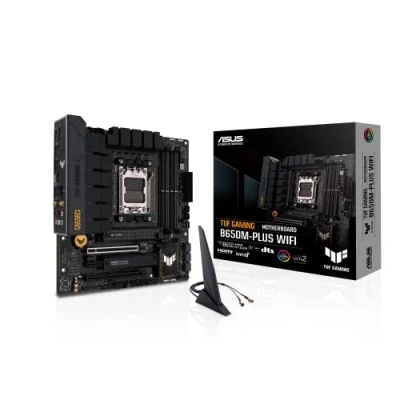 Image de ASUS TUF gaming B650M PLUS WiFi Carte mère AMD Ryzen AM5 Micro ATX (14 phases d&#039;alimentation, PCIe 5.0 M.2 support, DDR5, 6, 2.5 Gb Ethernet, USB4,Aura Sync RGB)