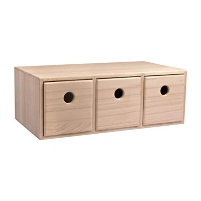 Image de Rayher Commode en Bois avec 3 tiroirs, FSC 100%, Nature, 32x18x11,5 cm