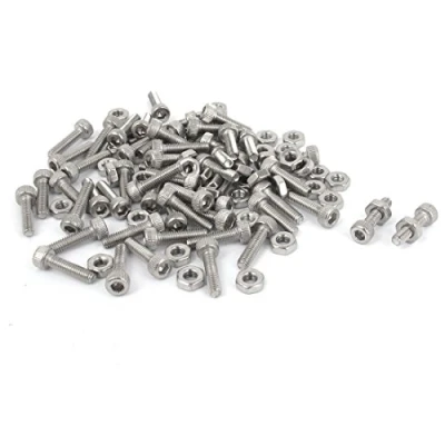 Image de sourcing map M2.5 x 10 mm moleté Tête hexagonale Socket Cap Vis Boulons Écrous Lot de 50 pcs
