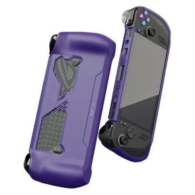 Image de Skull &amp; Co. GripCase Ally for ROG X: A Soft Protective Case with Textured Grips Full Protection and Stand, Shock Absorption Non Slip Anti Scratch Cover Design Galactic Purple