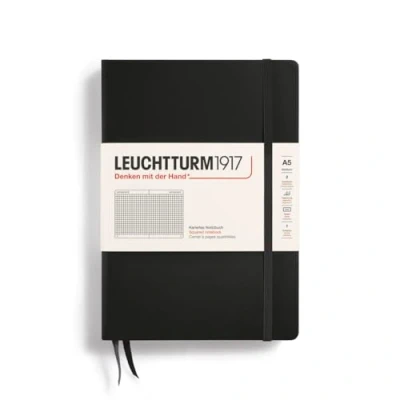 Image de LEUCHTTURM1917 315928 Carnet de notes Medium (A5), Couverture rigide, 251 pages numérotées, Noir, Quadrillé
