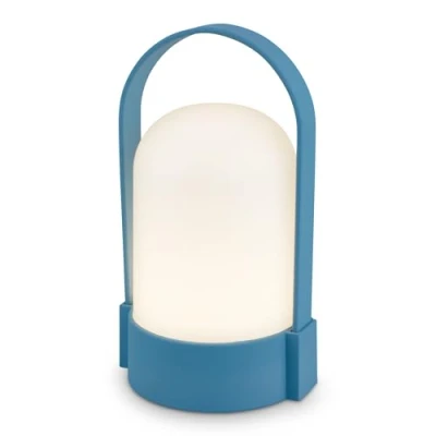 Image de BRILONER lampe de table LED sans fil IP44, tactile, dimmable, batterie remplaçable, chevet, lecture, LED, camping, à batterie, extérieur, 9x8x15,5 cm, bleu