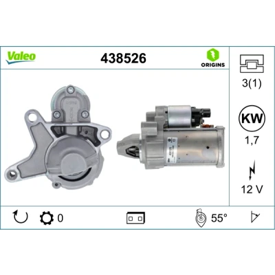 Image de VALEO 438526 Démarreur 12 1,54 PEUGEOT: 5008 I, 3008 208 I 3/5 portes, CITROËN: DS4 5 Berlingo II Van, C3 II, DS: / Crossback