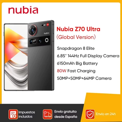 Image de nubia Téléphone Portable Android Z70 Ultra 5g Smartphone Snapdragon 8 Elite avec Triple caméra, Technologie UDC, écran AMOLED 144 Hz 6,85&quot;, 6150 mAh, Charge Rapide 80 W, étanchéité IP68 et IP69