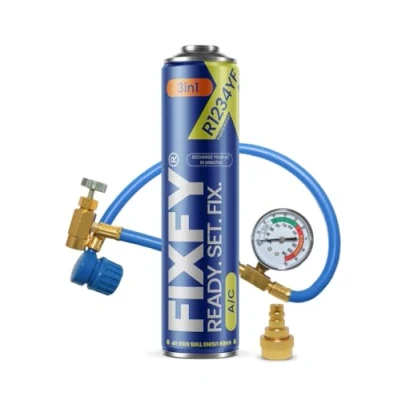 Image de FIXFY Kit 3 en 1 : tuyau avec manomètre + adaptateur réfrigérant de rechange R1234YF huile et mastic Pour véhicules à partir 2017 Remplissez vous même la climatisation