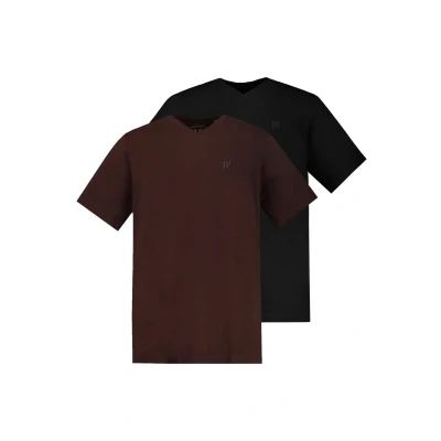 Image de JP1880 Grosse GRÖSSEN BIS 8XL2ER PACK Vausschnitt Halbarm Doppelpackle Tshirt basique, Homme, Taille: 3XL, Wijnrood