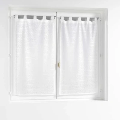 Image de Voilage DOUCEUR D&#039;INTERIEUR Paire droite passants 2 x 60 90 cm maille naomie Sans Blanc
