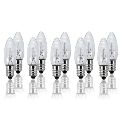 Image de hellum bougies de remplacement pour arc flottant, 10 pièces bougie cannelée arbre Noël chaînes lumineuses intérieur avec 15/16 points combustion, E10/ 15V/ 2,5W/ 19 Lm 950052