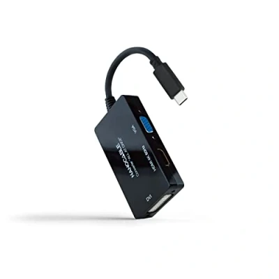 Image de Nanocable 10.16.4301 ALL Convertisseur USB C vers HDMI/DVI/VGA, 20 cm, Noir
